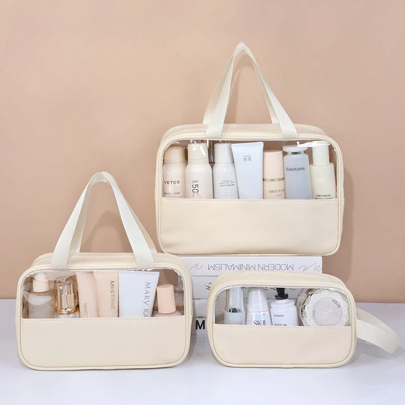 Trousse de toilette à fenêtre transparente et deux anses