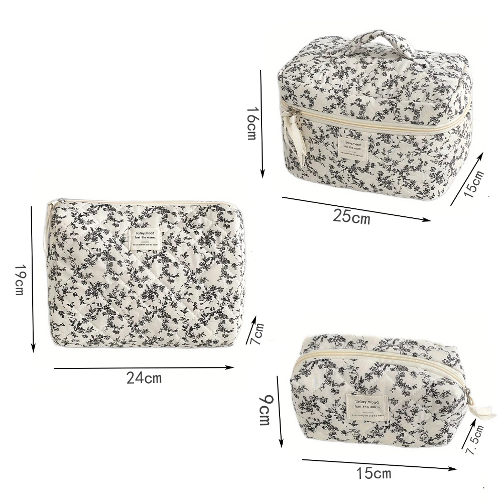 Petite trousse matelassée à fleurs noires — vue 6