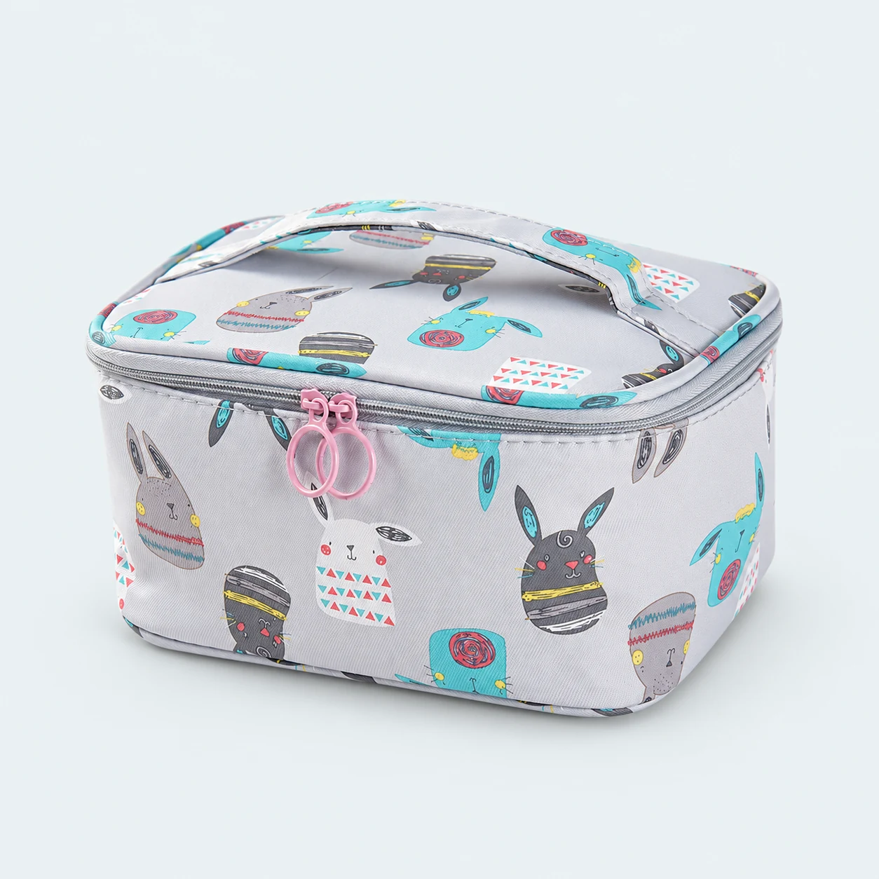 Trousse de toilette enfant motif lapins – Gris