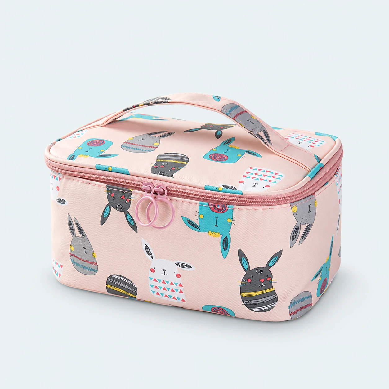Trousse de toilette enfant motif lapins – Rose