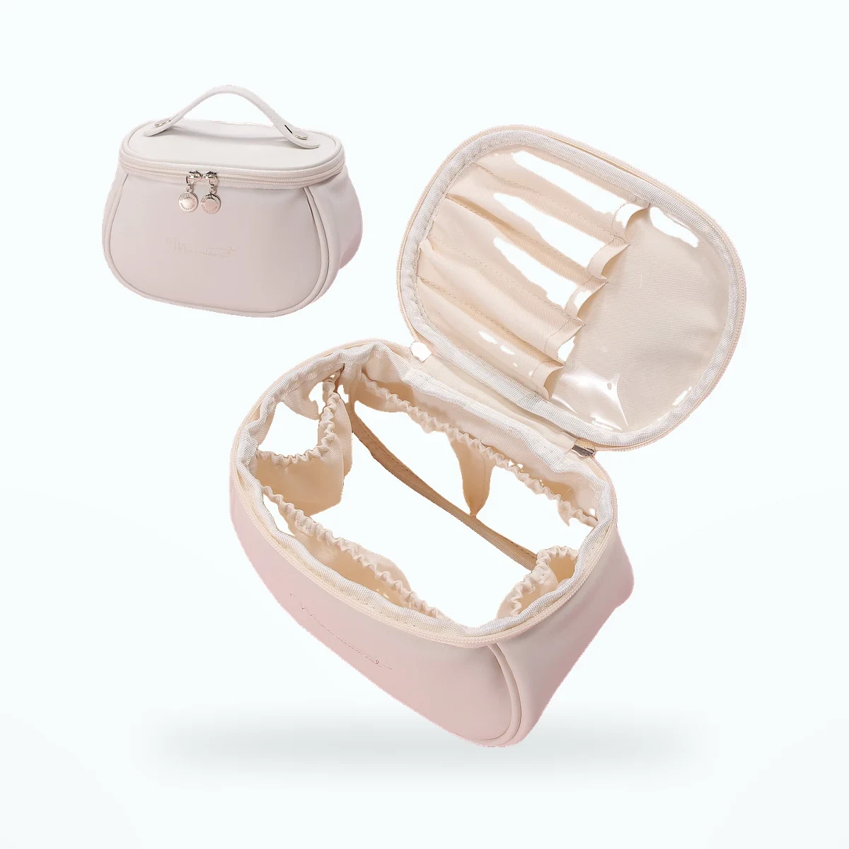 Trousse de toilette femme simili cuir – Blanc lait