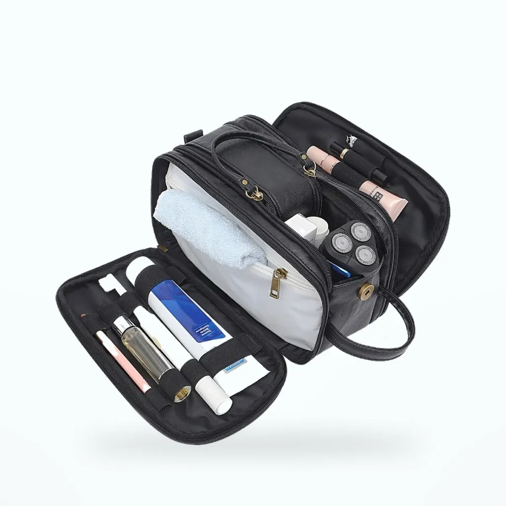 Trousse de toilette homme simili cuir – Noir