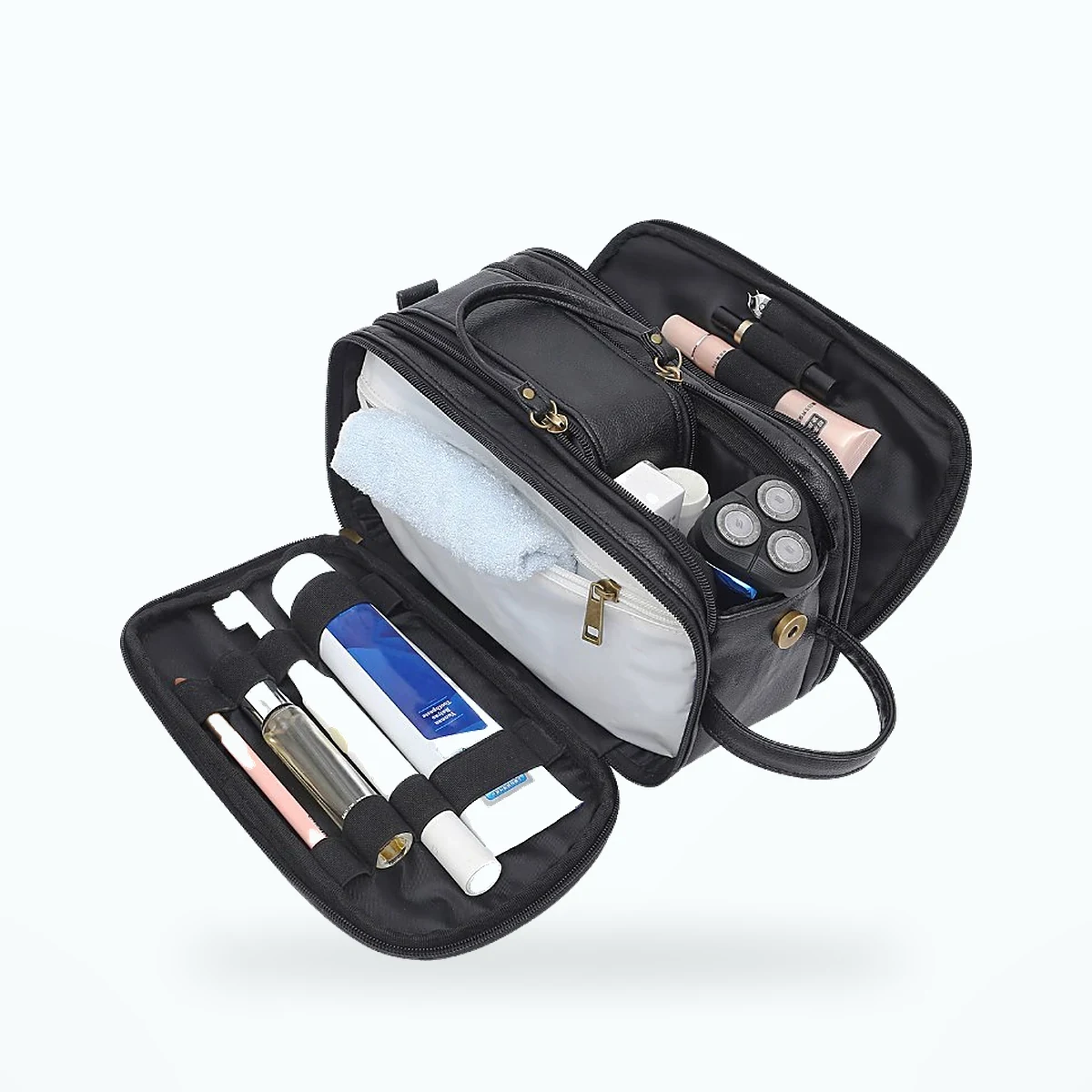 Trousse de toilette homme simili cuir – Noir