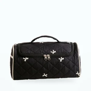 Trousse de toilette matelassée à suspendre – Nœuds noirs